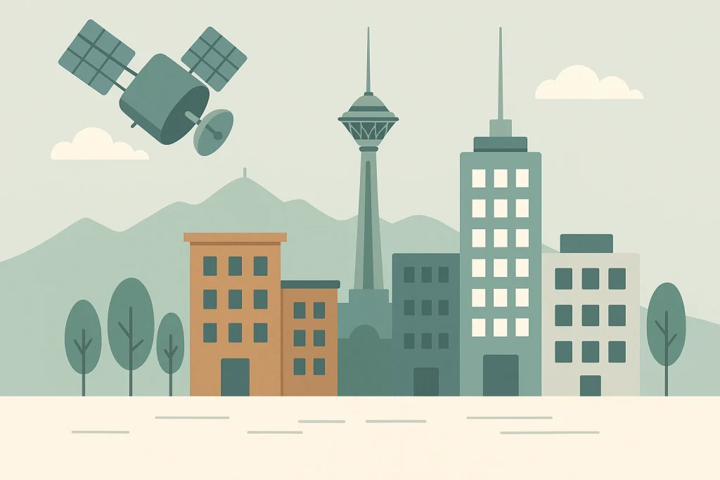 تصویر مینیمال از شرکت های سنجش از دور تهران در نمایی از شهر